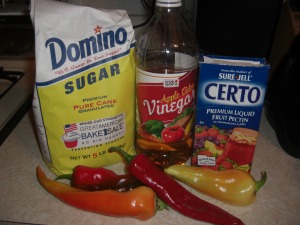 Ingredients for Banana Pepper Jelly